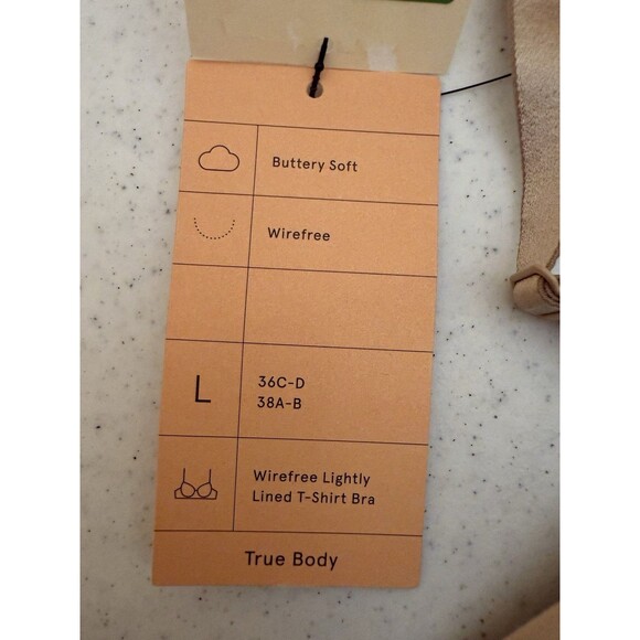 Large NEW True & Co True Body Triangle Convertible Strap Bra, Beige 36C/D 38A/B - Picture 3 of 10